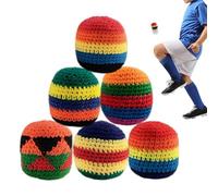 Juego de pelota Footbag | Patrón geométrico de 6 piezas artesanales multicolor, Footbag de punto hecho a mano - Juego divertido para niños y adultos, playa, reuniones entre amigos, familia y fiestas
