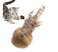 Juego de pelota genérica para gatos | 3 bolas de pelo natural de conejo | Juguetes de enriquecimiento suave de pelo de conejo | para gatos y perros de tamaño mediano con gran actividad y despertar