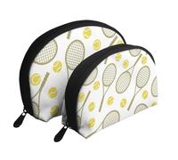 Juego de Pelota Tenis, Bolsa de Maquillaje de Concha, Monedero pequeño para Mujer, Bolsa de artículos de tocador, Bolsa de cosméticos, 2 Piezas