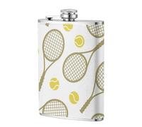Juego de pelota Tenis,Frasco de acero inoxidable 304 de 8 oz con funda de cuero sintético, frasco de bolsillo para licor plano para exteriores