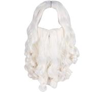 Juego de peluca y barba de Papá Noel para hombre, 2 piezas, barba de mago larga blanca con correa ajustable y peluca de Papá Noel transpirable, perfecta para fiesta de Navidad, cosplay o disfraz
