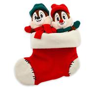 Juego de peluches navideños medianos de Chip y Chop, Disney Store, altura: 26 cm, peluches de Chip y Chop con conjuntos navideños a juego, estas juguetonas ardillas se presentan dentro de un calcetín.