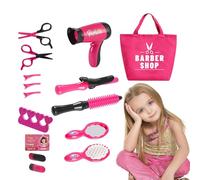 Juego de peluquería pretendiente, juego de peluquería pretendiente, secador de pelo para niñas, set de salón de belleza, bonito juego de juguetes de salón de cumpleaños, colorido juego de maquillaje