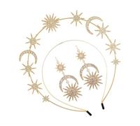 Juego de pendientes barrocos de aleación para el pelo con diseño hexagonal de cristal de sol, textura, adecuado para un estilo elegante, juego de joyas de diamantes de imitación de cristal, One Size