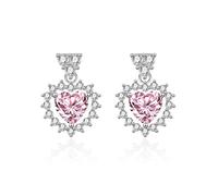 Juego de pendientes colgantes, pendientes colgantes de piedra amarilla, doble corazón ahuecado para mujer, joyas de San Valentín, KupferHollow Out Bound Doppeltes HerzHerzform, Cobre, Circonia cúbica
