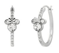 Juego de pendientes de aro de piedra chapada en plata de minnie mouse
