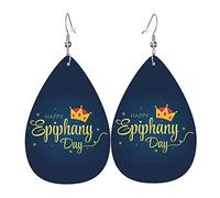 Juego de pendientes de lágrima de cuero para el Día de la Epifanía del Día de los Reyes Magos, pendientes colgantes suaves y ligeros para mujer