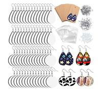Juego de pendientes de transferencia térmica en para sublimación con ganchos para pendientes de, anillos para hacer joyas artesanales, bolsas autosellantes, tapones para los oídos,