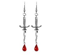 Juego de pendientes de tuerca de plata, color rojo sangre y colgante, joyería gótica de aleación pequeña, 6x4x1cm, Metal