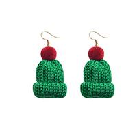 Juego de pendientes incomparables con simulación de Navidad, aretes creativos de lana con bola de lana de punto para gorro, aretes de gancho para la oreja, talla única, Felpa