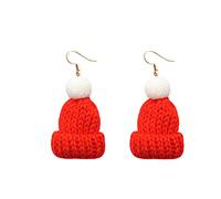 Juego de pendientes incomparables con simulación de Navidad, aretes creativos de lana con bola de lana de punto para gorro, aretes de gancho para la oreja, talla única, Felpa
