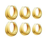 Juego de pendientes para mujer de plata trendy Chunky Gold Earrings Huggie Dainty Earrings Gold Jewelry for Women Teen ene Creolen Herren, talla única, Metal, Sin piedra preciosa