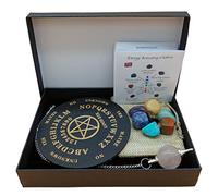 Juego de péndulo de cuarzo rosa con piedras preciosas de 7 chakras en caja de regalo | Metafísica Esoterismo Brujería