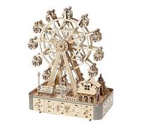 Juego de pensamiento de rueda de , 3D de madera para adultos, 183 piezas con luces LED y música, kits de construcción de madera, para aliviar el estrés, Navidad, hombres, mujeres