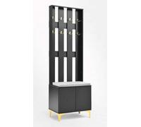 Juego De Perchero De Pared Perchero De Pasillo con 8 Ganchos, con Zapatero Y Cojín, para Pasillo Y Entrada Perchero De Almacenamiento Independiente Black,180.5CM