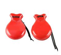 Juego de percusión profesional española de mano, 2 pares de castañuelas, material de madera resistente (rojo)