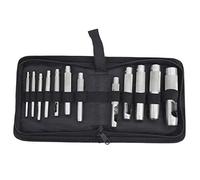 Juego de perforadores de cuero de acero al carbono de 12 piezas, herramientas manuales para hacer agujeros en cinturones, kit de punzones con cincel de 3 a 19 mm con profunda prote