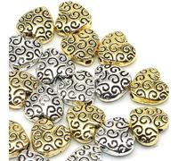 Juego de perlas de metal espaciadoras de 10 mm, perlas de corazón con agujero, plata y oro, accesorios para abalorios, pulseras, colgantes, cuentas para manualidades