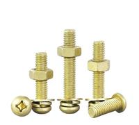 Juego de pernos de cabeza redonda de latón, combinación de tuercas y tornillos de cabeza plana con arandela de seguridad plana, antiaflojamiento,M3, M4, M5, M6 y M8.(M6*12 (2pc))