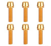 Juego de pernos de vástago para bicicletas, 6 piezas, M5 x 18 mm, cierres métricos de acero inoxidable utilizados en montaje de corona de horquilla y vástago de manillar (dorado)