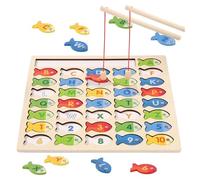 Juego de pesca a partir de 2 años, juguete de madera a partir de 1 año, imán de juego de pesca, con dos pesca, juguete Montessori a partir de 1 año, regalo de pesca para niñas y niños