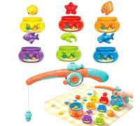 Juego De Pesca - Aprendizaje De Colores Mediante Juego De Agua - Juguetes De Pesca Magnéticos | para Juegos de Mesa Aire Libre Baño Piscina y Viajes