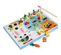 Juego de Pesca de Cosecha de Zanahorias | Juguete de Madera de Pesca Educativa | Desarrollo Sensorial y Motricidad Fina para y Edad Preescolar