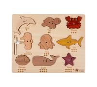 Juego de pesca de madera magnética para niños 1-3, rompecabezas Montessori con números de conteo, imanes de animales oceánicos de aprendizaje preescolar para niños de 3 a 5, habilidades de motor finas