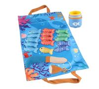 Juego de pesca de tela, juguete sensorial para una educación temprana con actividad de clasificación de colores, juego de tazas de apilamiento para de agua, 60 x 29 cm