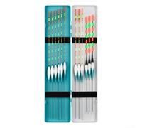 Juego de pesca flotante altamente sensible con flotadores de día y flotadores nocturnos electrónicos, hecho de espuma y fibra de vidrio, funda protectora (A)