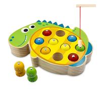 Juego de pesca magnético - Juguete Montessori - Juguete para niños - Juguete de motricidad de madera - Juego de pesca 1-2-3-4 años - Regalos de juguetes de madera para niñas y niños (Dinosaurios)