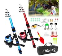 Juego de pesca para niños, juego de iniciación para niños, juego de cañas de pescar para niños, 180 cm, juego completo de accesorios de pescado, caña de pescar telescópica con carrete de pesca, juego