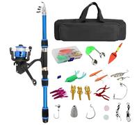 Juego de pesca para niños - Pesca infantil | Kit portátil para principiantes con barra, rodillo y aparejo | Juego de iniciador juvenil para agua dulce y salada | Equipo de introducción ideal para