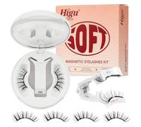 Juego de pestañas magnéticas suaves con aplicador, Higu clace Waterproof Magnetic Eyelashes No Glue Needed, Reusable Eye Lashes Magnetic with Mirror Easy to Wear for Beginner (Soft Kit C3)