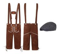 Juego de peto para hombre, Oktoberfest, con sombrero, de dos piezas, para fiestas de cerveza, uniformes, tradicionales, de piel, alternativas, fiestas, carnaval, ocio, verano, S Gris Oscuro, M