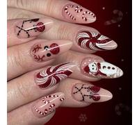 Juego de pezuñas artificiales con purpurina navideña, 24 unidades, decoraciones festivas de ciervo y abanicos de rosa, ABS de aplicación rápida para mujeres, no tóxico, para día festivo, inteligencia