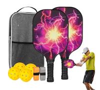 Juego de pickleball | mango cómodo raqueta deportiva | fibra de vidrio ergonómico ligero accesorio deportivo para deportistas familia ocio interior exterior uso