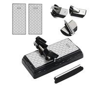 Juego de Piedra de Afilar 400/1000, Diamante Afilador de Cuchillos de Doble Cara con Base Antideslizante,Guía de Afilado y Guía de Ángulo,Set de Afilado Profesional para Cuchillos,Gubias,Cinceles