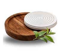 Juego de piedras aromáticas gigantes hechas a mano para aceites esenciales con un pequeño plato de madera, ideal para aceites esenciales, aceites aromáticos, aceites aromáticos o perfumes. Buena