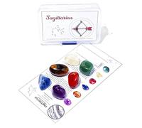 Juego de piedras cristal natural en bruto para los 12 signos del zodiaco, tutorial estándar DIY minerales, caja PP, 1 juego (Aries a Escorpio)