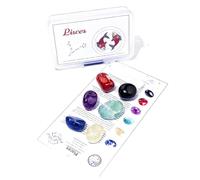 Juego de piedras cristal natural en bruto para los 12 signos del zodiaco, tutorial estándar DIY minerales, caja PP, 1 juego (Aries a Escorpio)