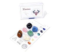 Juego de piedras cristal natural en bruto para los 12 signos del zodiaco, tutorial estándar DIY minerales, caja PP, 1 juego (Aries a Escorpio)