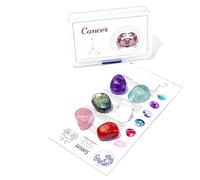 Juego de piedras cristal natural en bruto para los 12 signos del zodiaco, tutorial estándar DIY minerales, caja PP, 1 juego (Aries a Escorpio)