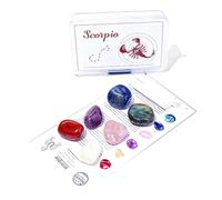 Juego de piedras cristal natural en bruto para los 12 signos del zodiaco, tutorial estándar DIY minerales, caja PP, 1 juego (Aries a Escorpio)