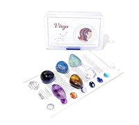 Juego de piedras cristal natural en bruto para los 12 signos del zodiaco, tutorial estándar DIY minerales, caja PP, 1 juego (Aries a Escorpio)
