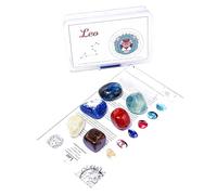 Juego de piedras cristal natural en bruto para los 12 signos del zodiaco, tutorial estándar DIY minerales, caja PP, 1 juego (Aries a Escorpio)