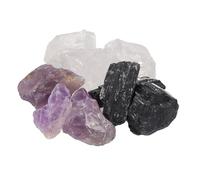 Juego de piedras de agua protección | juego de agua de piedras preciosas | piedras en bruto 100% naturales | turmalina negra + amatista + cristal de roca 300 g | Lebensqu