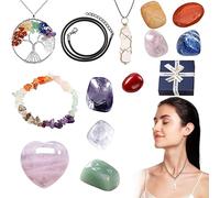 Juego de piedras de - Cristales y piedras naturales de colores - Cristales protectores, Kit de cristales, colección de cristales para principiantes, colección, meditación, yoga, dama Uozonit