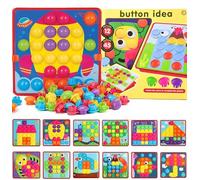 Juego de piedras de mosaico para niños a partir de 2 y 3 años, mosaico con 45 cuentas y 12 placas de colores, juego de juego de colores, juguete educativo, regalo para niñas y niños