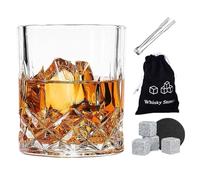 Juego de piedras de whisky, juego de vasos de bourbon reutilizables, con pinzas de madera, elegante accesorio para beber con piedras frías para hombres, papá, padre, degustación de whisky, bar en casa